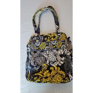 Vera Bradley Medium Tote Shoulder Bag Black n Yellow Baroque